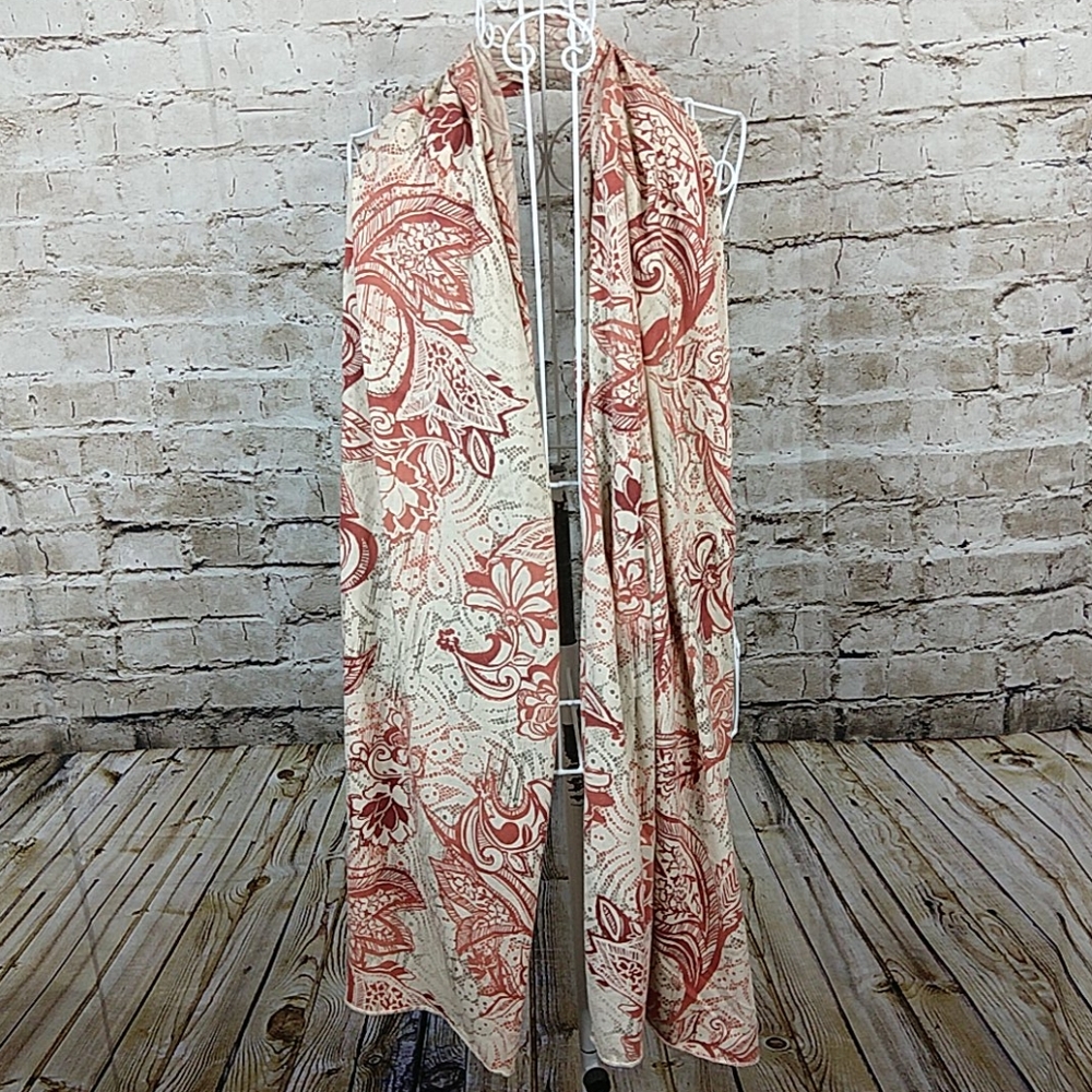 Scarf Floral Orange Cream Tan